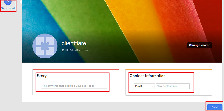 contact and tagline for your google plus business page