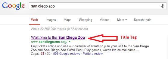 san diego zoo's title in the serps